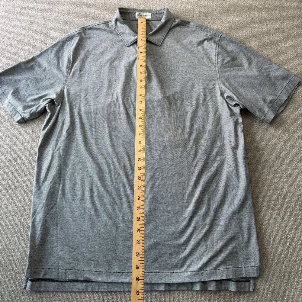 Peter Millar Nanoluxe Polo Shirt Men XL Gray Microstripe Short Sleeve Golf